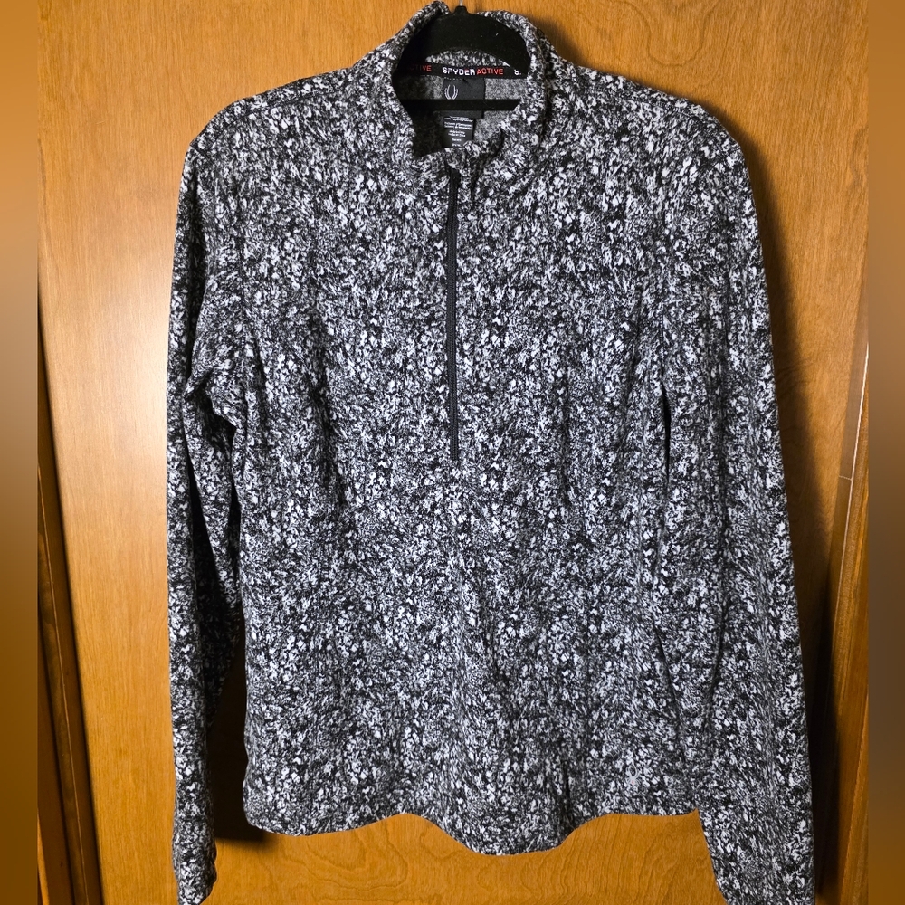 Spyder® ACTIVE  Black and White Fleece 1/2 Zip Pullover Top